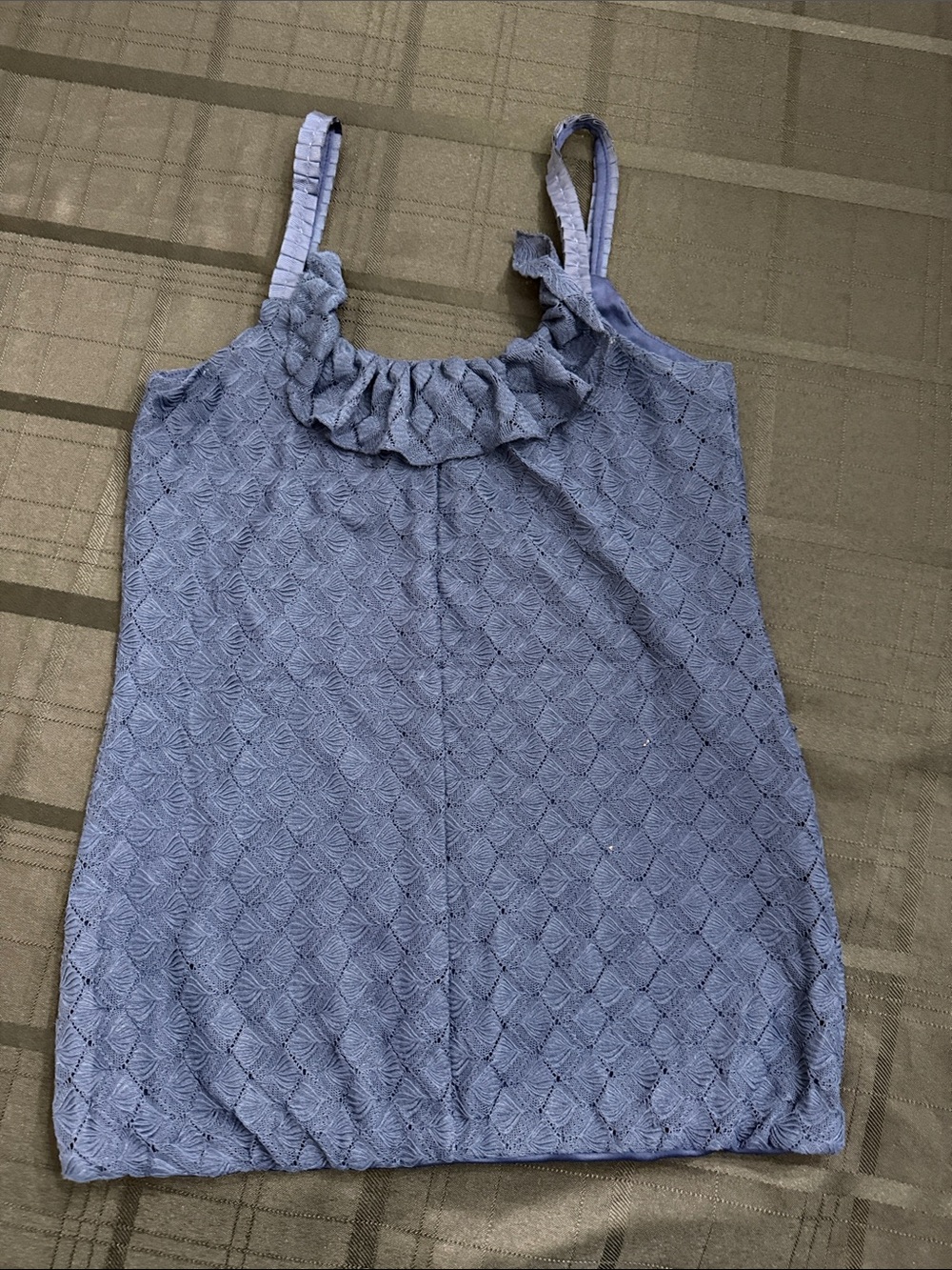 Vanity Blue Textured Ruffle Cami Tank - Picture 2 of 2